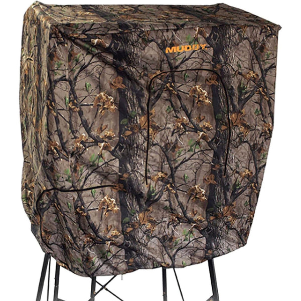 Muddy Steel 7 Foot Tall Quad Pod Hunting Blind w/ 4 Zippered Windows, Camouflage