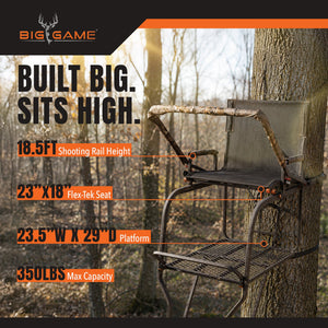 Big Game Hunter HD 1.5 Deer Hunting Ladder Climbing Tree Stand w/Extra Wide Seat
