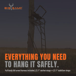 Big Game Hunter HD 1.5 Deer Hunting Ladder Climbing Tree Stand w/Extra Wide Seat