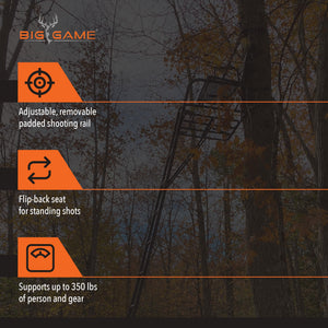 Big Game Hunter HD 1.5 Deer Hunting Ladder Climbing Tree Stand w/Extra Wide Seat