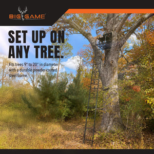 Big Game Hunter HD 1.5 Deer Hunting Ladder Climbing Tree Stand w/Extra Wide Seat