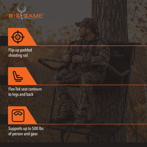 Big Game The Big Buddy Deer Hunting Ladder Climbing Tree Stand w/Flex-Tek Seat