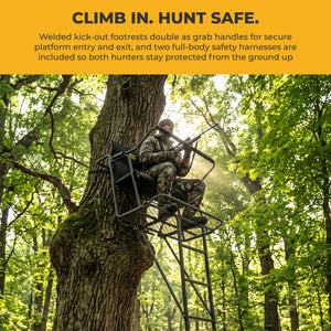 Hawk Big Denali 2 Man Climbing Tree Stand, 18 Foot Deer Hunting Ladderstand