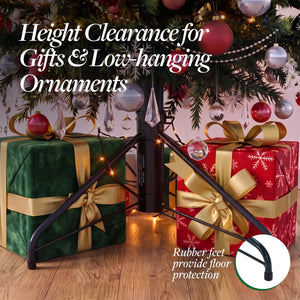Home Heritage 1-1.5" Artificial Christmas Tree Base Folding Metal Stand, Green