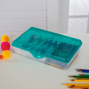 Sterilite 17296W06 Multipurpose Storage Supply Box w/Lid, Molokai Blue (18 Pack) - TRAPSKI