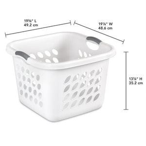 Sterilite Ultra Square Laundry Basket, 1.5 Bushel Clothes Hamper, White, 12 Pack