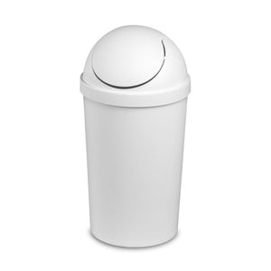 Sterilite 10838006 3 Gallon Round Swing Top Plastic Wastebasket, White (6 Pack)