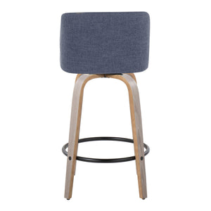 Toriano - Contemporary Fixed Height Counter Stool With Swivel & Round Footrest (Set of 2)
