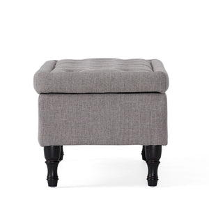 Dean Fabric Storage Wide Tufted Rectangle Ottoman - Gray