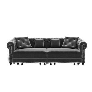 3 In 1 Convertible Sleeper Sofa Bed With Movable Ottoman