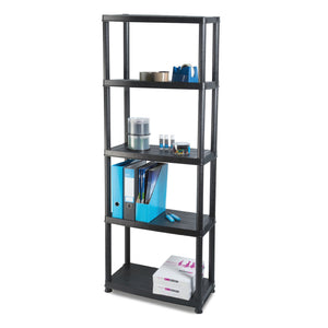 Ram Quality Products Platin 15 inch 5 Tier Plastic Storage Shelves, Black