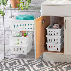 Sterilite Medium Sized Stackable Storage & Organization Basket, White (20 Pack)