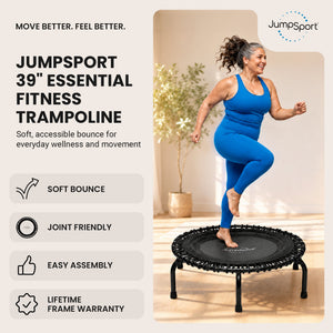 JumpSport 220 Small Rebounder for Adults, 39" ESSENTIAL Home Fitness Trampoline