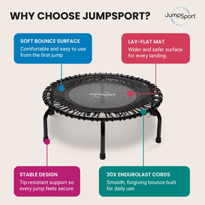 JumpSport 220 Small Rebounder for Adults, 39" ESSENTIAL Home Fitness Trampoline