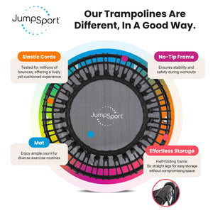 JumpSport 230F Folding Fitness Rebounder Trampoline for In Home Cardio Fitness