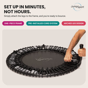 JumpSport 250 Workout Rebounder for Adults, 39" Mini Fitness Trampoline, Black