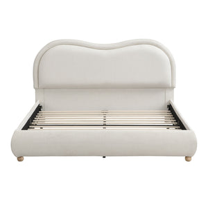 Upholstered Platform Bed Frame With Curved Headboard