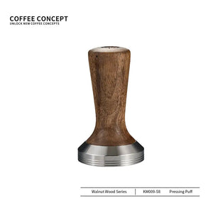 Solid Walnut Espresso Tamper Set - 58mm Solid Wood Handle + Stand