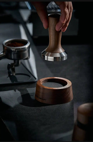 Solid Walnut Espresso Tamper Set - 58mm Solid Wood Handle + Stand