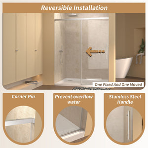 Frameless Single Sliding Shower Door With Handle