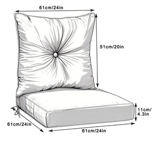 Outdoor Deep Seat Cushions for Patio Furniture, Set of 2