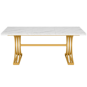Executive Desk With X-Legs, Sturdy Office Workstation For Home Office - White / Gold