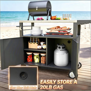 Convenient Kitchen Island, Movable Grill Cart Table, Oven Table, Versatile Bar Cart