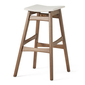 Mid Century Modern Bar Stool Set With Upholstered Seating