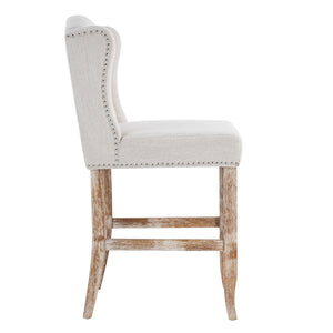 26.78'' Seat Height Vienna Contemporary Fabric Tufted Wingback Counter Stools, Set of 2