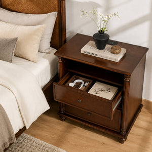 28" Nightstand with Charging Station, Rustic