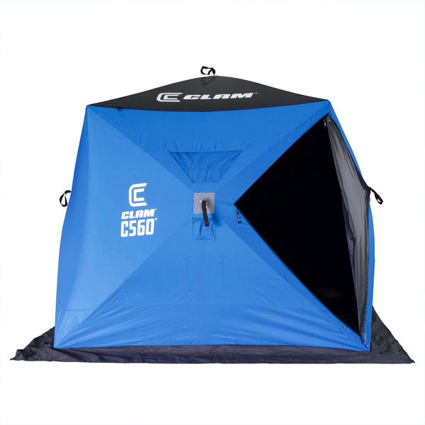 CLAM C-560 Outdoor Portable 7.5 Foot Pop Up Ice Fishing Hub Shelter Tent, 14476