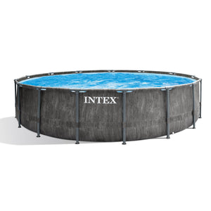 Intex Greywood Prism Frame 15'x48" Round Above Ground Outdoor Swimming Pool Set