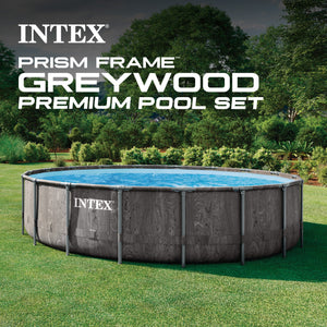 Intex Greywood Prism Frame 18'x48" Round Above Ground Outdoor Swimming Pool Set