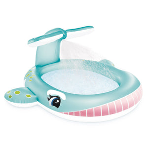 Intex 57440EP 79" x 77" x 36" Inflatable Whale Spray Kiddie Pool for Kids 2+