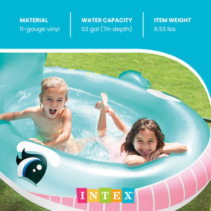 Intex 57440EP 79" x 77" x 36" Inflatable Whale Spray Kiddie Pool for Kids 2+