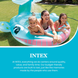 Intex 57440EP 79" x 77" x 36" Inflatable Whale Spray Kiddie Pool for Kids 2+