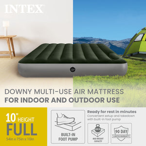 Intex Dura-Beam Standard Series Downy Airbed with Built-In Foot Pump, Full Size - TRAPSKI