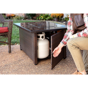 Endless Summer 44 Inch Rectangular Outdoor Gas Fire Table Pit with 40,000 BTU