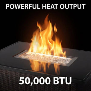 Endless Summer 44 Inch Rectangular Outdoor Gas Fire Table Pit with 40,000 BTU