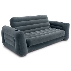 Intex Inflatable Pull-Out Sofa Bed Sleep Away Futon Couch, Queen, Gray (2 Pack)