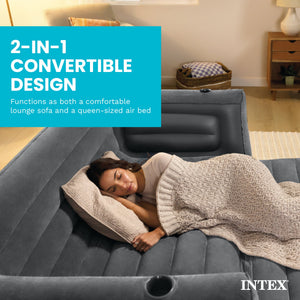 Intex Inflatable Pull-Out Sofa Bed Sleep Away Futon Couch, Queen, Gray (2 Pack)