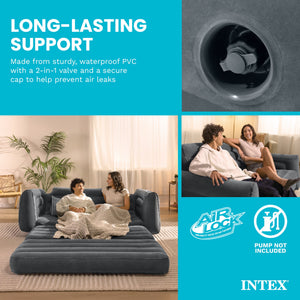 Intex Inflatable Pull-Out Sofa Bed Sleep Away Futon Couch, Queen, Gray (2 Pack)