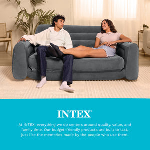 Intex Inflatable Pull-Out Sofa Bed Sleep Away Futon Couch, Queen, Gray (2 Pack)