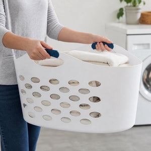 Rubbermaid 1.5 Capacity Flex N Carry Portable Flexible Laundry Basket, White
