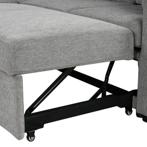 Modern 2 Seater Loveseat Sofa With Pull-Out Bed, Fabric, Built-In USB Ports & Cup Holders