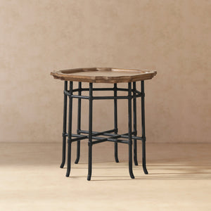 Foundry 24" Square Reclaimed Pine Wood & Iron Side Table Antique