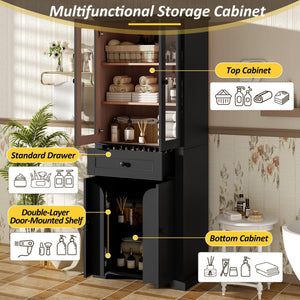 Bathroom Storage Cabinet, Adjustable Shelves & Drawer, Freestanding Tower
