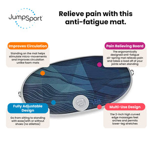 JumpSport Wurf Board Office Standing Desk Anti-Fatigue Mat, Maui Ocean Blue