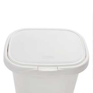 Rubbermaid 13.25 Gallon Rectangular Spring-Top Lid Wastebasket Trash Can, White