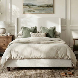 52.7" Tall Upholstered Wingback Queen Platform Bed Frame